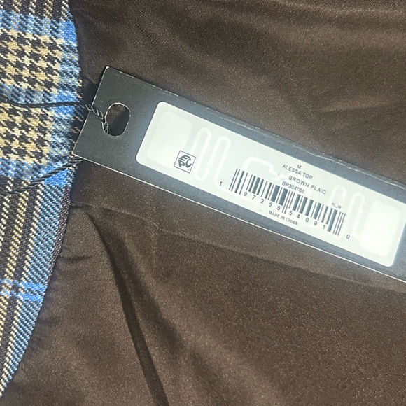 NWT (Size M) Steve Madden ALESSA TOP BROWN PLAID - Picture 8 of 9